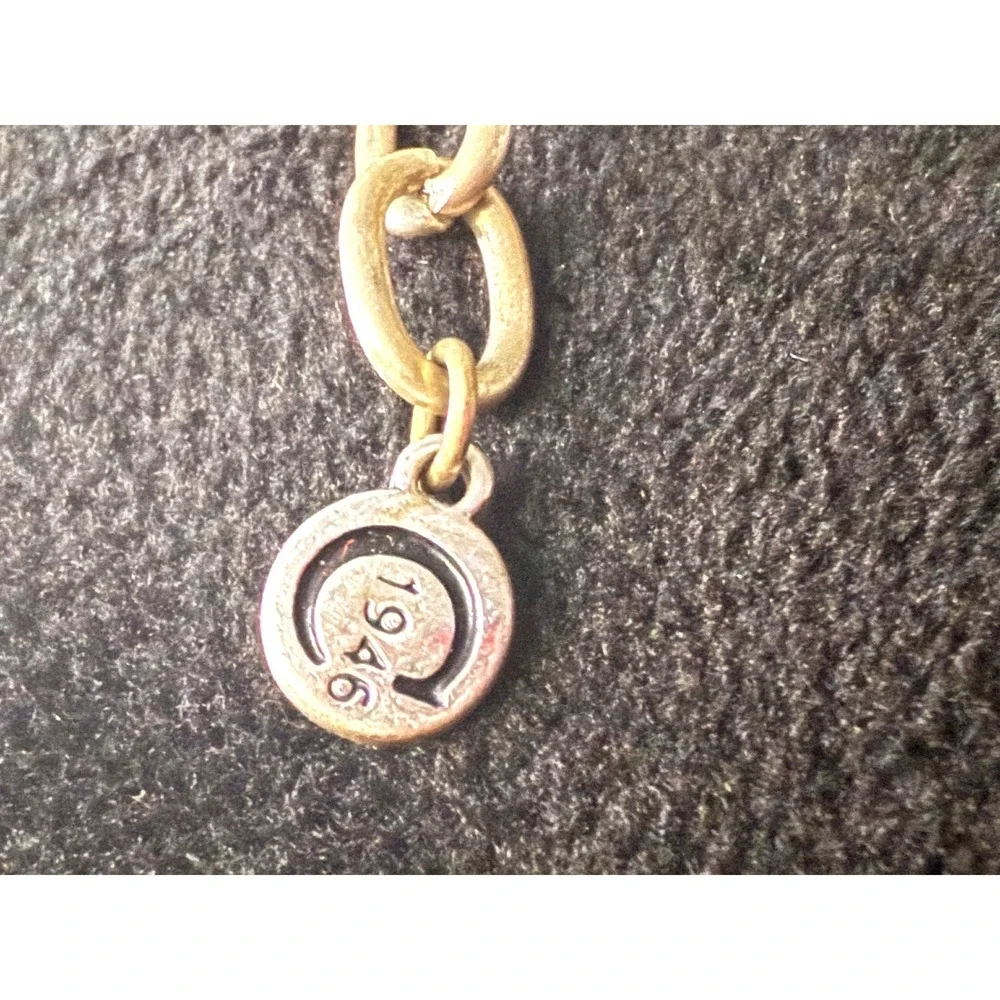 C1946 Mixed Metal Torque Choker Necklace Gold‎ Silver Tone Beaded Circle Pendant